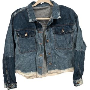 Ombre Jean Cropped Jacket - Size M